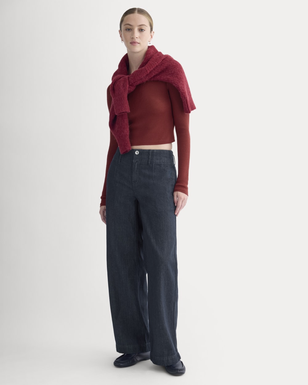 The Cropped Crew Top in Ultrafine Merino | Merlot - Image 3