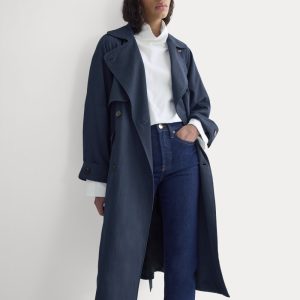 Drapey Twill Trench | Navy