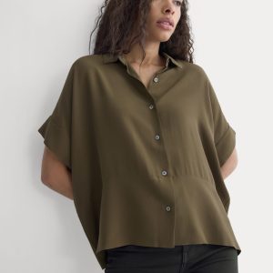 The Boxy Shirt in Washable Silk | Beech