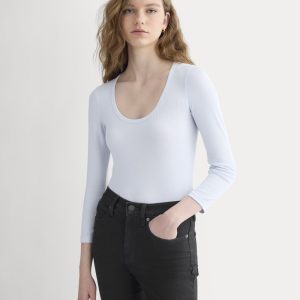 Luxe Rib Deep U-Neck Top | Skywriting
