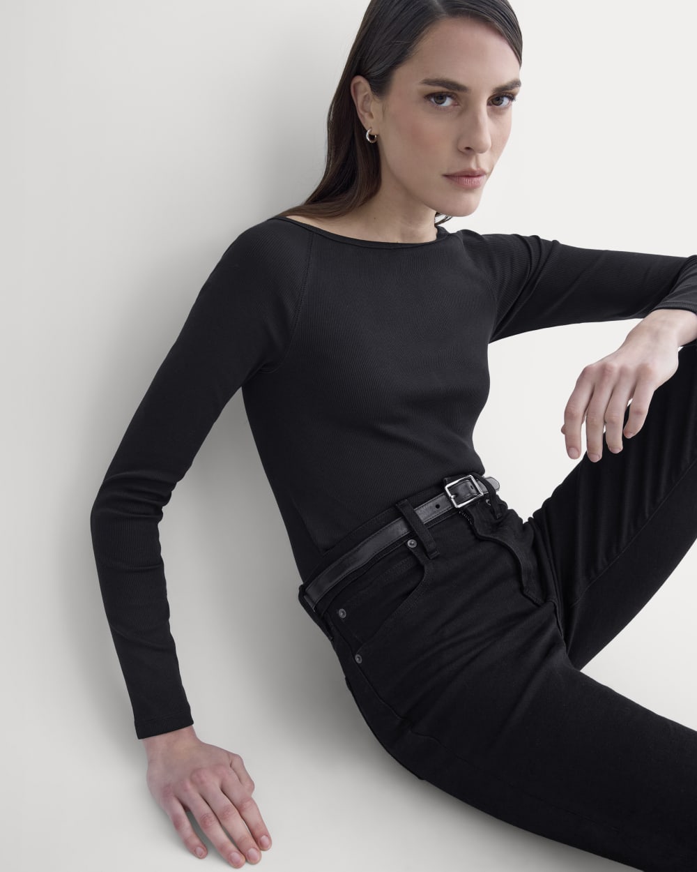 Luxe Rib Boatneck Top | Black - Image 4