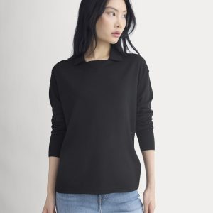 Oversized Polo in Ultrafine Merino | Black