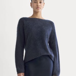 Lush Cashmere Boatneck Sweater | Starry Navy