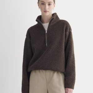 Reversible Teddy Half-Zip Pullover | Coffee Bean