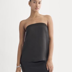 Thin Strap Cami in Silk Charmeuse | Black
