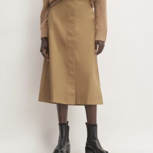 The Structured Cotton A-Line Skirt | Toasted Coconut