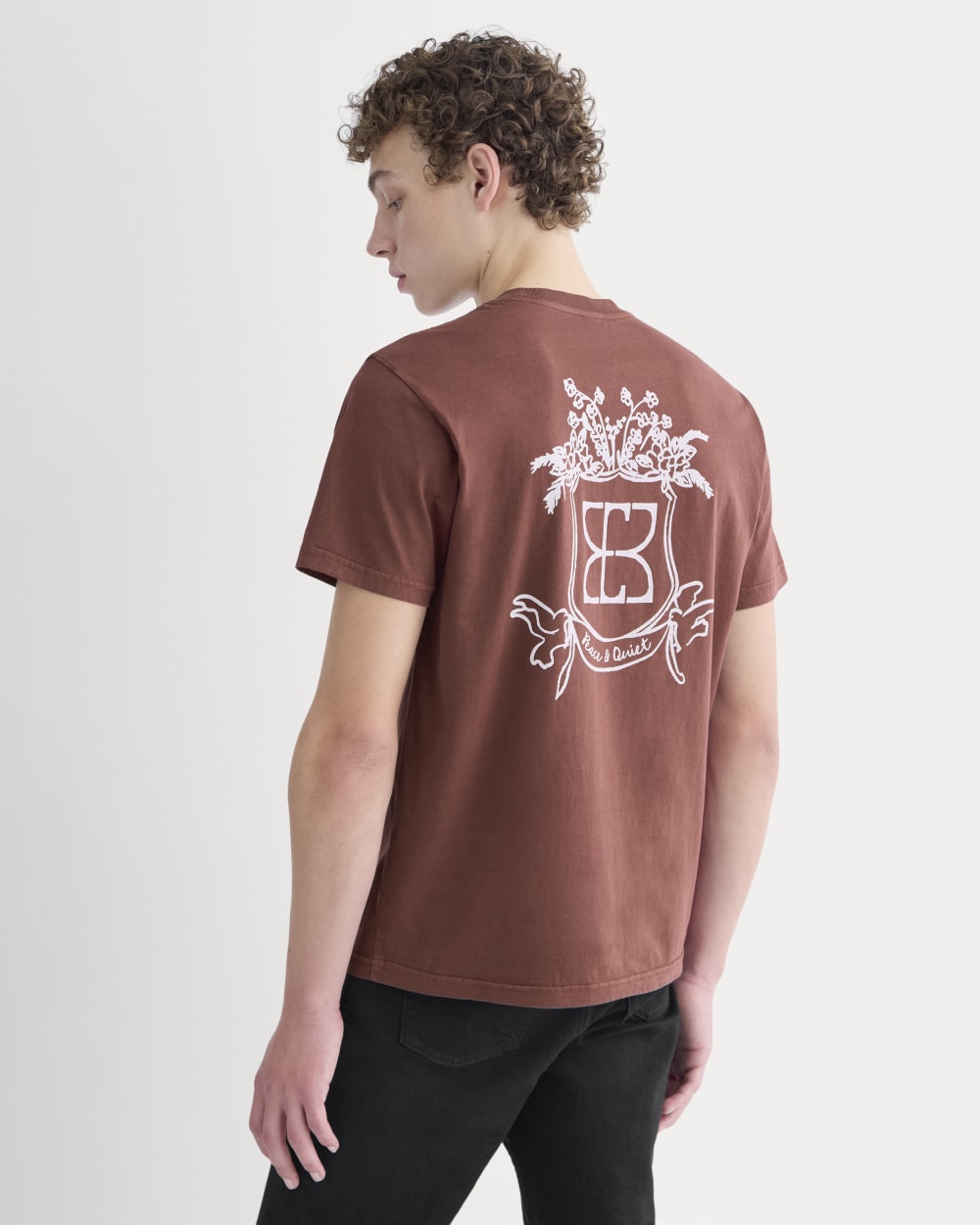 Everlane x Peace and Quiet Crest Graphic Tee | Wine - Image 4