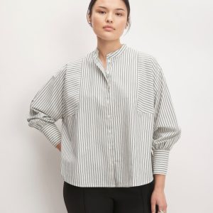 The Oversized Raglan Shirt | Bone/Navy