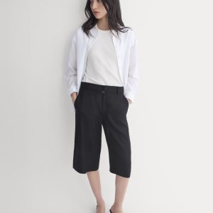 Long Tailored Short in Stretch Linen | Black