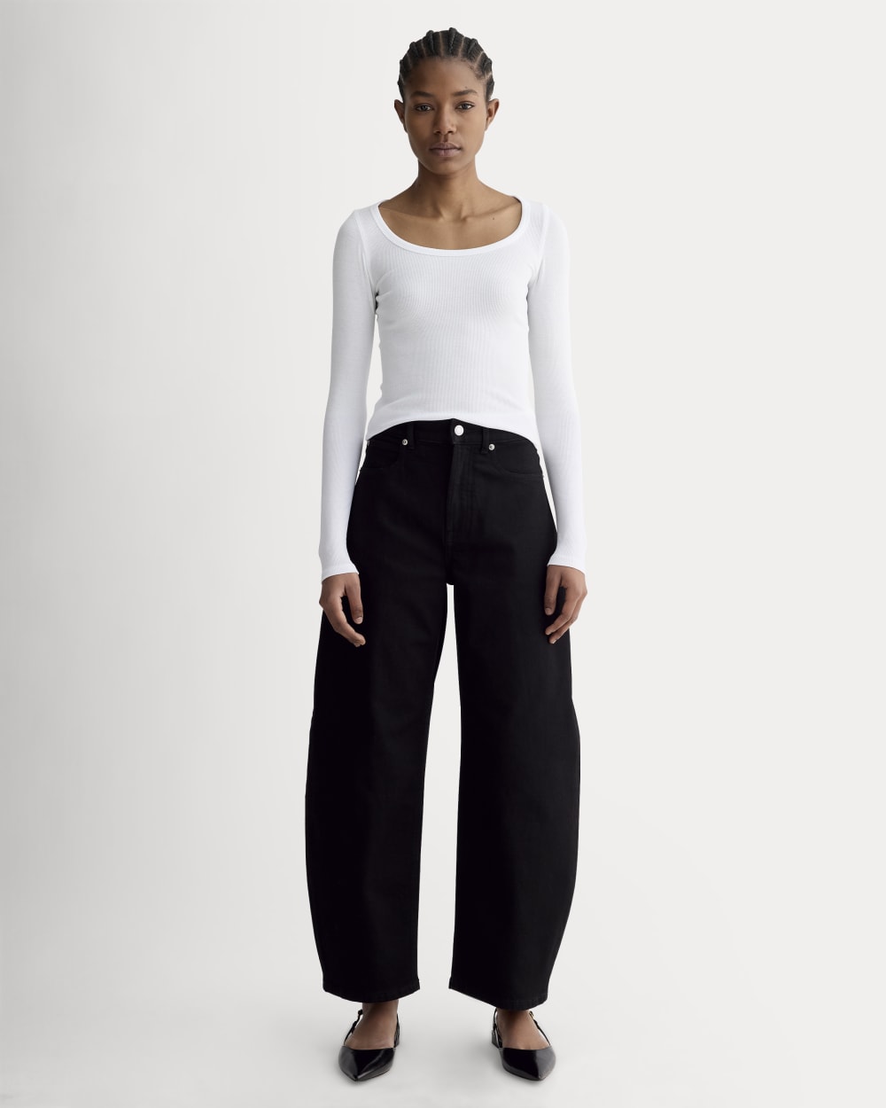 The Luxe Rib Long-Sleeve Scoop-Neck Tee | White - Image 3