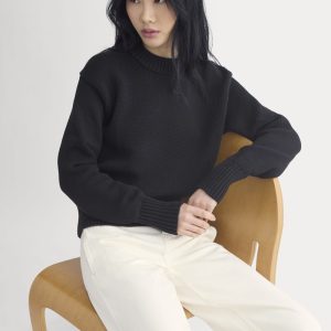 Oversized Cocoon Crew in Elevated Cotton | Black