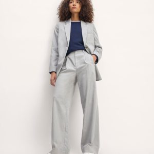 The Draper Pleated Pant in Buttersmooth | Heather Steel | 32 Inseam