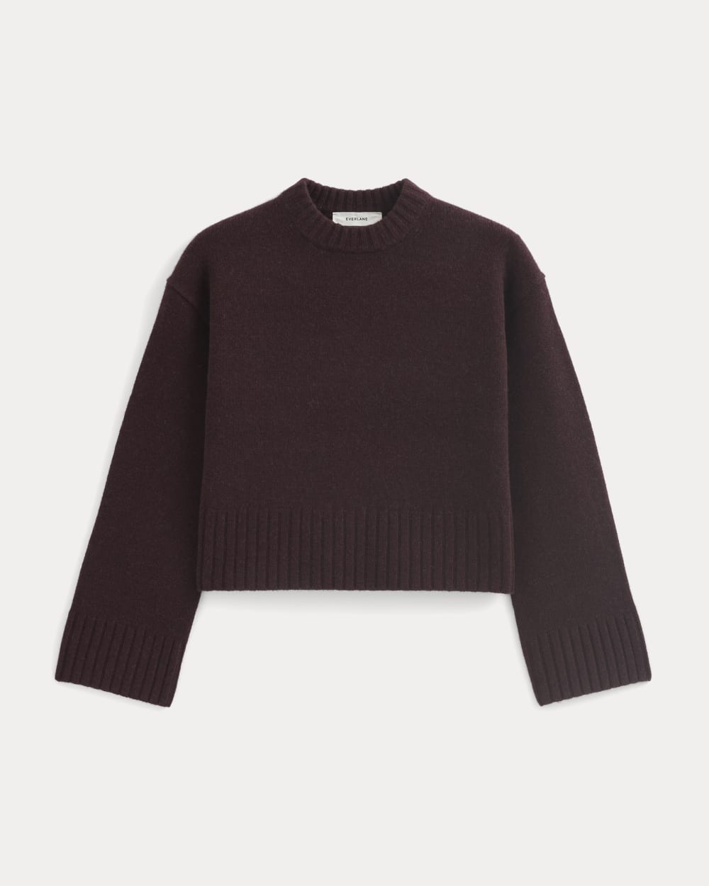 Cropped Boxy Crew in Luxe Merino | Heathered Winetasting - Image 2