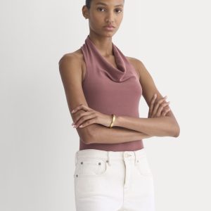 Halter Cowlneck Top in Butterknit | Washed Henna