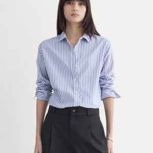 The Must-Have Shirt in Silky Cotton | Bone / Mazarine Blue