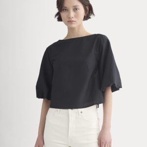 Bubble-Sleeve Top | Black