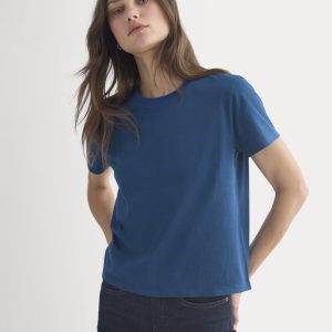 The Box-Cut Tee in Essential Cotton | Navy Peony/Dark Sea | No Pocket