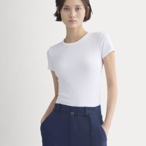 Cropped Crew in Pointelle | White