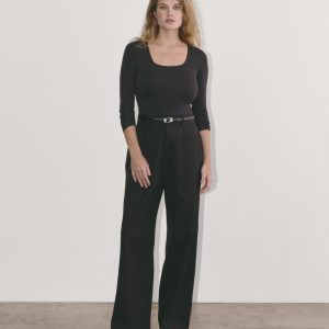 The Long-Sleeve Supima® Square-Neck Bodysuit | Black | Bikini
