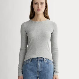 The Luxe Rib Long-Sleeve Crew | Washed Heathered Grey