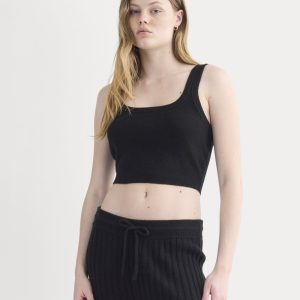 Cashmere Cropped Tank | Black