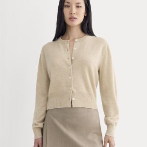 Cashmere Cropped Cardigan | Heather Light Camel