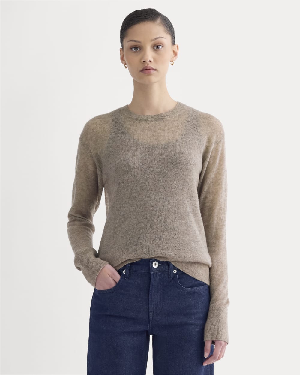 The Air Alpaca??Relaxed Crew Top | Heathered Chocolate Chip