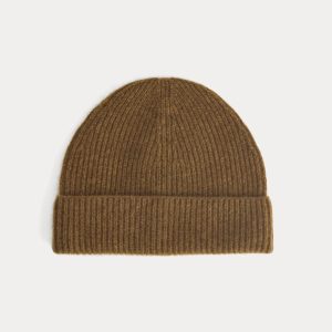 The Cashmere Ribbed Beanie | Heathered Toffee