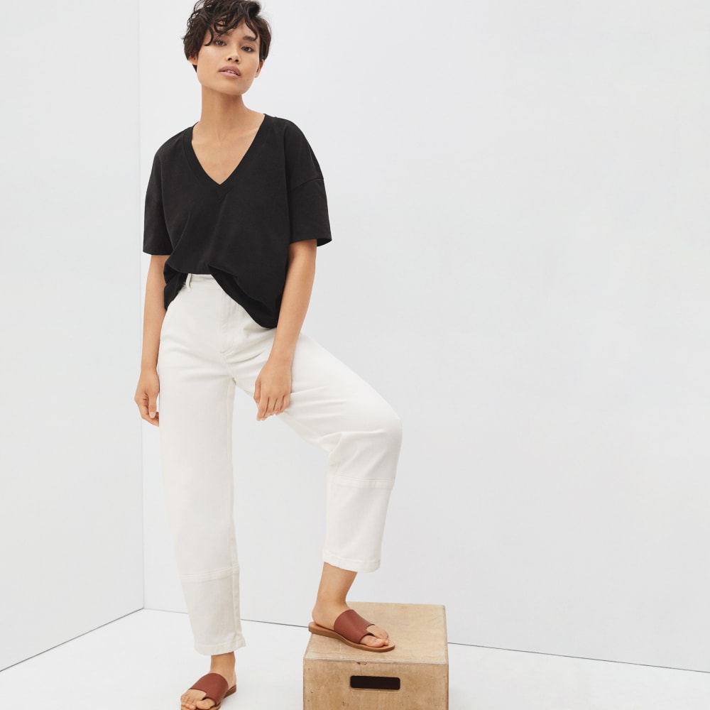 The Organic Cotton Slouchy V-Neck | Black - Image 2