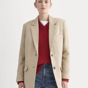 The Oversized Blazer in Wool | Taupe Herringbone