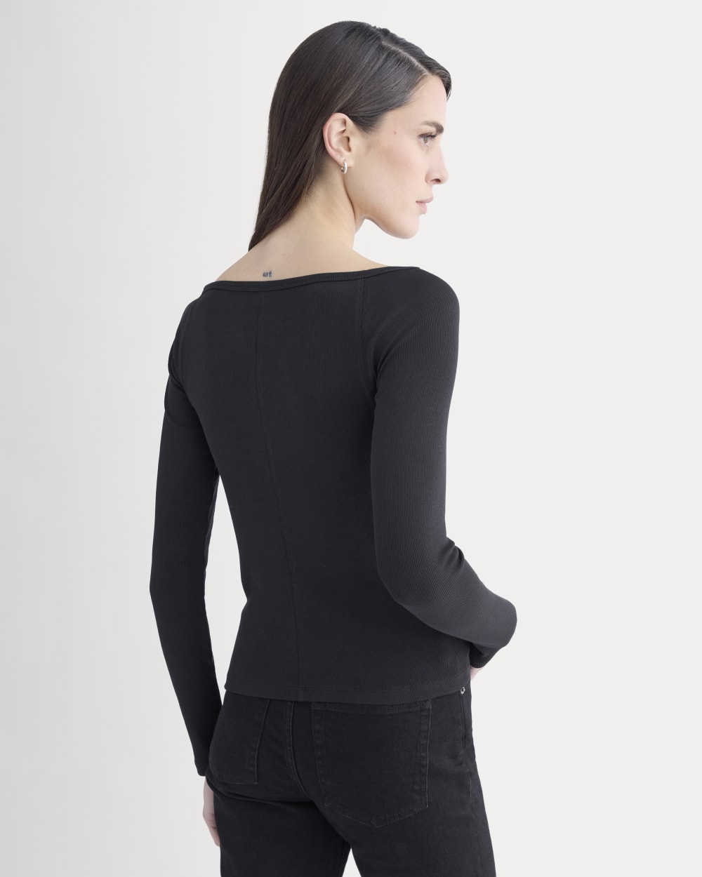 Luxe Rib Boatneck Top | Black - Image 5