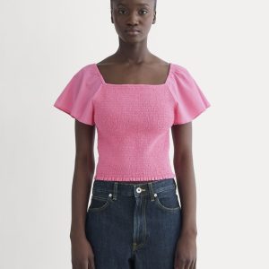 The Gauze Smocked Top | Deep Pink