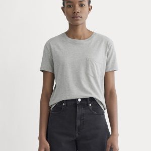 The Box-Cut Tee in Essential Cotton | Heathered Grey | Pocket