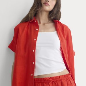 The Boxy Shirt in Linen | Fiery Red