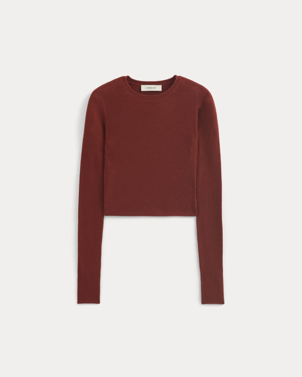 The Cropped Crew Top in Ultrafine Merino | Merlot - Image 2