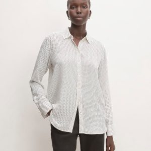 The Must-Have Shirt in Washable Silk | Bone / Black Polka Dot