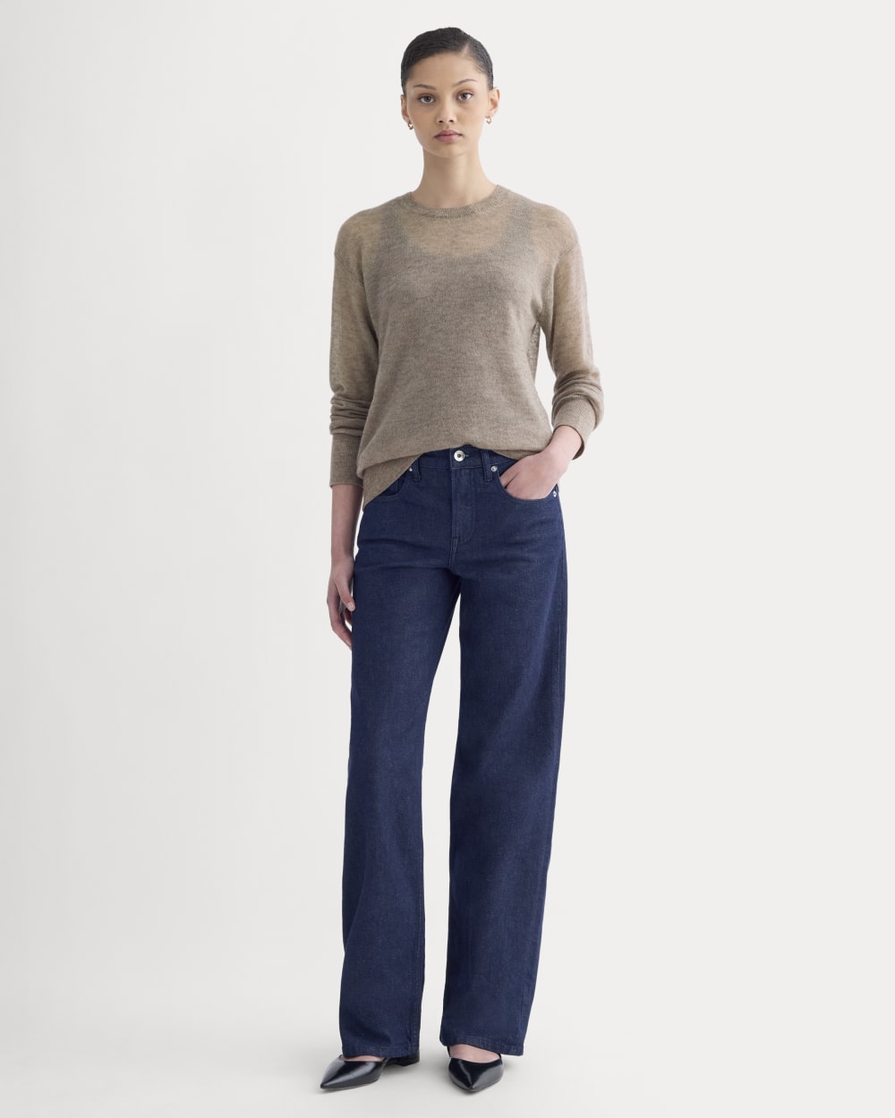 The Air Alpaca??Relaxed Crew Top | Heathered Chocolate Chip - Image 3