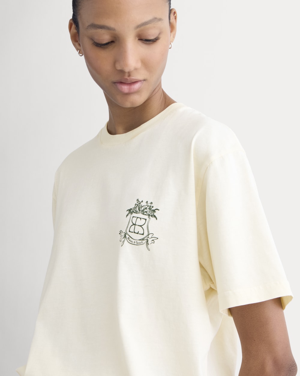 Everlane x Peace and Quiet Crest Graphic Tee | Bone - Image 6