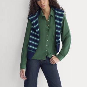 Shrunken Top in Washable Silk | Hunter Green